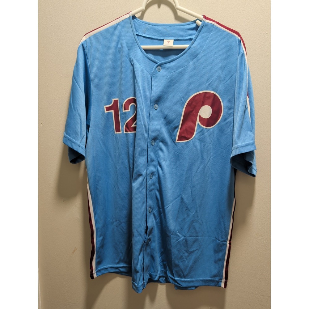 Kyle Schwarber Philadelphia Phillies Jersey Adult Large Blue #12 CP Rankin Tag